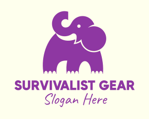 Cute Purple Elephant logo design