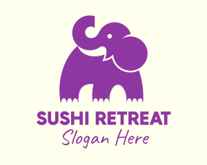 Cute Purple Elephant logo design