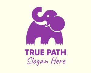 Cute Purple Elephant logo design