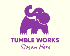 Cute Purple Elephant logo design