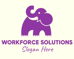 Cute Purple Elephant logo design