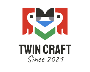 Geometric Twin Parrot  logo design