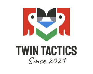 Geometric Twin Parrot  logo design