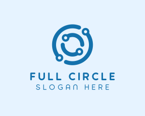 Blue Circuit Circle logo design