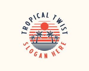 Tropical Beach Sunset logo design