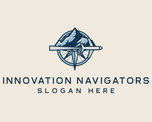 Compass Navigation Travel Plane logo design