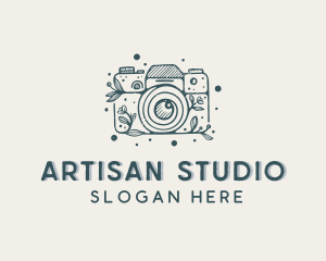 Floral Camera Photography logo design