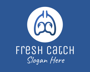 Blue Respiratory Lungs Hook logo design