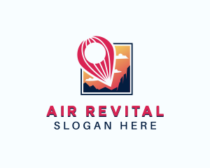 Location Pin Hot Air Balloon logo design