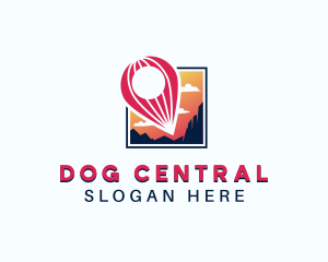 Location Pin Hot Air Balloon logo design