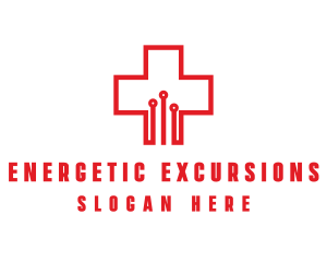 Medical Circuit Cross logo design