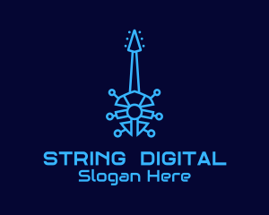 Blue Electric Guitar  logo design