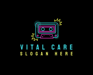 Neon Music Cassette Logo