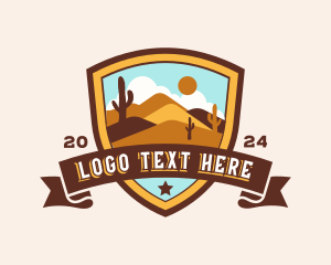 Canyon - Desert Dunes Shield Landscape logo design