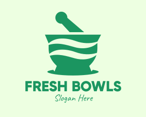 Green Mortar & Pestle logo design