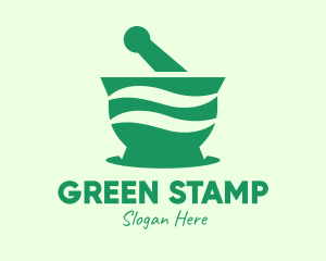 Green Mortar & Pestle logo design