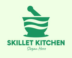 Green Mortar & Pestle logo design