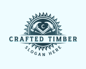 Saw Hammer Carpentry logo design