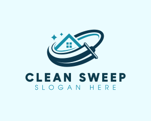 House Squeegee Wipe Wash logo design