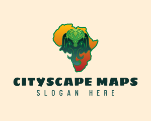 Elephant Head African Map logo design