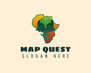 Elephant Head African Map logo design