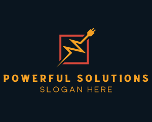 Lightning Plug Electric Current logo design