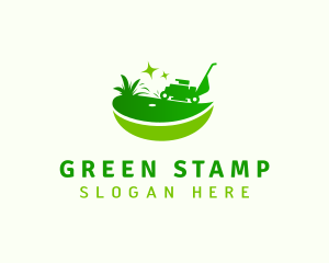 Lawn Mower Gardener logo design