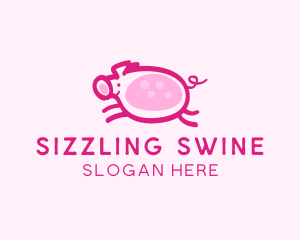 Cute Jumping Pig logo design