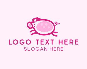Tempo - Cute Jumping Pig logo design