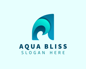 Water Wave Letter A logo design