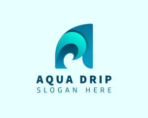 Water Wave Letter A logo design