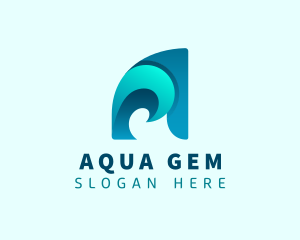 Water Wave Letter A logo design