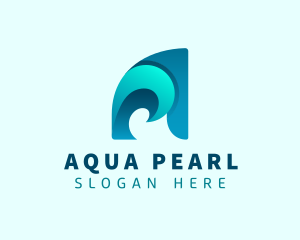 Water Wave Letter A logo design