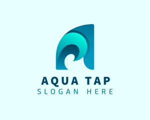 Water Wave Letter A logo design