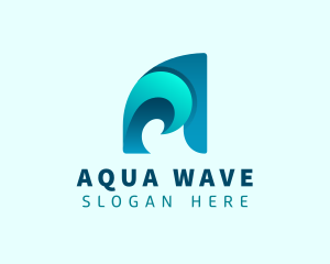 Water Wave Letter A logo design