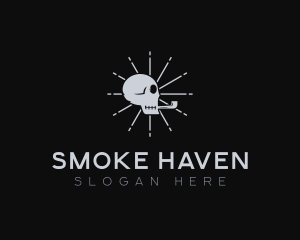 Skull Smoking Pipe logo design