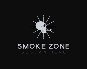 Skull Smoking Pipe logo design