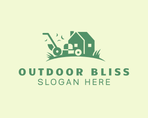 House Lawn Mower Trimming logo design