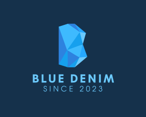 Blue Crystal Letter B logo design