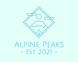 Monoline Snowy Mountain Peak logo design