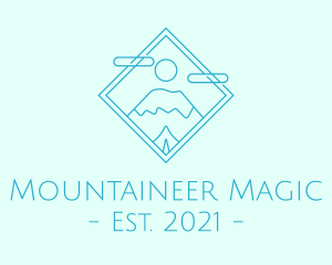 Monoline Snowy Mountain Peak logo design