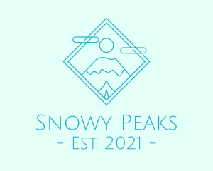 Monoline Snowy Mountain Peak logo design