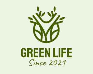 Minimalist Green Tree  logo design