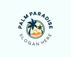 Tropical Beach Palm Tree logo design