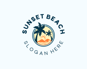 Tropical Beach Palm Tree logo design