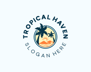 Tropical Beach Palm Tree logo design