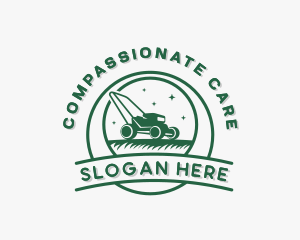 Lawn Care Landscaping Mower logo design