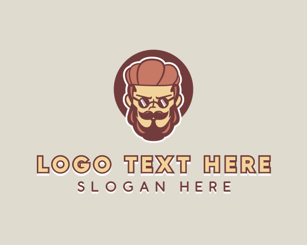 Hipster Man Beard logo