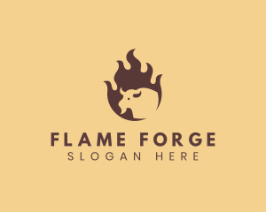 Flame Buffalo Barbeque logo design