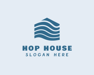 House Home Water Wave logo design